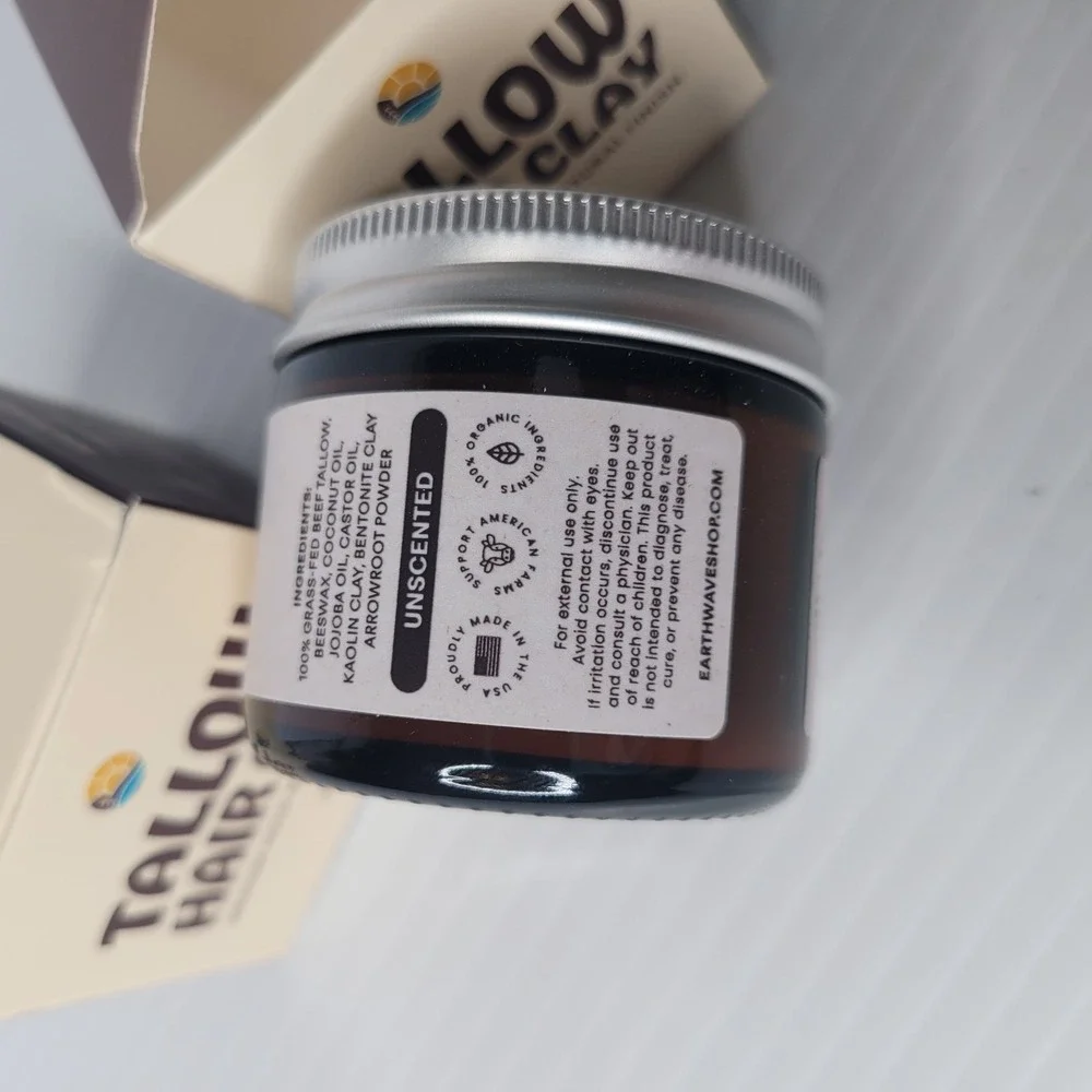 2 - Earth Wave All Natural Tallow Hair Clay 2.5oz Jars -‎ NEW